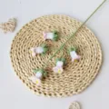Handmade crochet bellflower bouquet 5-head artificial flower branch for home decor table centerpiece - Gradient Pink