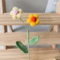 Handmade crochet puff flower bouquet wool knitted simulation flower home office decor gift - Yellow Gradient