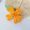 Handmade crochet orange flower wool yarn home decoration craft ornament gift item SKU - Orange-Yellow