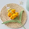 Handmade crochet wool flower bouquet, yellow knitted floral decor for home interior. - Gradient Yellow Finished Product