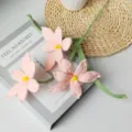 Handmade crochet pink yarn flower, artificial knitted floral decor for home and gift. - Pink