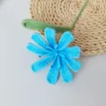 Handmade crochet blue flower knitted yarn floral home decoration DIY gift knit bouquet. - Blue