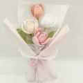 Handmade crochet tulip bouquet finished gift for birthday, Mother's Day, and romantic occasions. - Pink Tulip Series