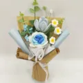 Handmade crochet flower bouquet gift finished tulip rose for birthday and mother day decor. - Blue Roses Series