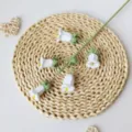 Handmade crochet lily bellflower branch white knit flower bouquet home decor variant - Pure White