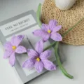 Handcrafted crochet purple flower knitted artificial flower branch home decor SKU - Purple