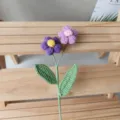 Handcrafted crochet puff flower bouquet woolen yarn knitted flower variant decor - Purple Gradient