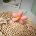 Handmade crochet pink plumeria flower simulation artificial green plant home decoration - Coral Pink Finished Product