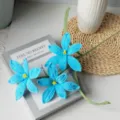 Handmade crochet blue flower artificial knitted yarn flower home decor cross-border new style - Blue