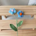 Handcrafted crochet puff flower finished bouquet artificial yarn floral gift item - Light Blue Gradient