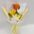 Handmade crochet tulip bouquet finished flower gift for birthday Mother's Day home decor. - Orange Tulip Collection