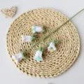 Handcrafted crochet bellflower bouquet, 5-head yarn flower branch for home decor and styling. - Gradient Blue