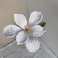 Handmade crochet white flower knitted bouquet home decor desktop ornament realistic floral piece - Pure White