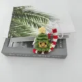 Handmade crochet Christmas tree keychain pendant, cute knitted holiday bag charm for women. - Christmas Tree Pendant