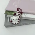 Handmade crochet Christmas cat keychain bag charm cute knitted wool ornament gift - Black & White Bear Keychain