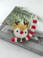 Handmade crochet Christmas reindeer keychain cute wool bag pendant holiday accessory variant - Reindeer Ornament