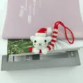 Handcrafted crochet wool Christmas cat animal keychain bag pendant decoration gift item - Red Bear Pendant