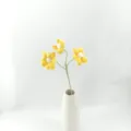 Handmade crochet yellow flower bouquet with white vase, perfect artificial home decor. - Bright yellow