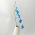 Handmade Crochet Freesia Flower Single Stem Yarn Bouquet Artificial Flower Gift Home Decor - Blue