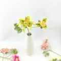 Bouquet de fleurs au crochet fait main avec vase en céramique, pivoine tricotée déco. - Vert matcha