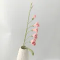 Handmade crochet pink freesia flower bouquet in ceramic vase, perfect home decor gift. - Pink