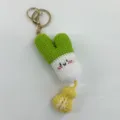 Handmade crochet green white capsule keychain cute bag charm pendant accessory - Green Onion Pendant