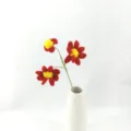 Handmade crochet flower bouquet red daisy yarn artificial flower gift home decor 1pc - Red