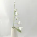 Handmade crochet white freesia flower stem artificial bouquet knit gift home decor SKU display - White