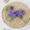 Handmade crochet purple jasmine flower bouquet, cute yarn floral decor for bedroom room desk. - Purple