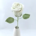 Handcrafted crochet white rose flower variant, beautiful handmade gift choice for loved ones. - White Series A (Creamy White)