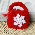 Red crochet coin purse with white snowflake pattern Christmas mini storage pouch cute bag - Snowflake Bags