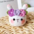 Handmade crochet rabbit flower keychain cute plush doll bag pendant white variant - Gradient Purple