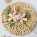 Handmade crochet windwheel jasmine flower bouquet, pink yarn floral variant for room decor. - Light Pink