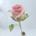 Handmade crochet pink rose flower finished product potted gift home decoration craft. - Gradient Pink