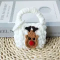Handmade crochet white reindeer coin purse cute christmas gift bluetooth earphone storage bag - Christmas Reindeer Bag