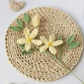 Handmade crochet jasmine flower branch, yellow wool floral bouquet variant for home decor. - Light Yellow