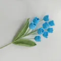 Handmade crochet blue lily of the valley flower branch variant, 9 heads wool knit botanical decor. - Sky Blue Finished Product