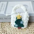 Handmade Crochet Christmas Tree Coin Purse White Knit Earphone Pouch Mini Handbag Gift - Christmas Tree Style Bag