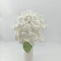 Handmade crochet white dahlia flower bouquet wool yarn home decor gift craft SKU. - Pure White Finished Product
