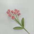 Handmade crochet flower branch pink knit bouquet lovely home decoration gift lasting floral ornament - Coral Pink Finished Product