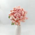 Handmade crochet gradient dahlia flower bouquet with white vase for home decor gift. - Gradient Pink Finished Product