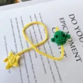 Handmade crochet animal bookmark, cute green frog and yellow star cord reading marker. - 03 Dinosaur