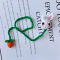 Handmade crochet cute bunny and carrot bookmark, knit wool book page marker for reading. - 04 Little Bunny