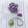 Handmade crochet purple rose flower bookmark and cute bag charm for holiday gift. - Light Purple