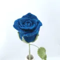 Handmade crochet blue rose variant, artificial knitted flower bouquet for Valentine gift. - Indigo Blue