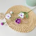 Handmade crochet wildflower bouquet cute knitted faux flower home decor table centerpiece - White & Purple