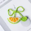 Handcrafted crochet fruit bookmark cute orange slice green bow creative gift office stationery - Green Lemon