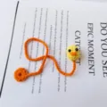 Handmade crochet duck bookmark, cute yellow animal knitting page marker, orange wool strap. - 06 Little Yellow Duck