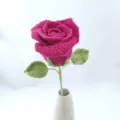 Handmade Crochet Rose Flower Knit Wine Glass Rose Bouquet Valentine Gift Pink Home Decor - Rose Red