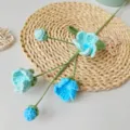 Handmade crochet blue flower branch knitted artificial flower decor variant item - Gradient Blue